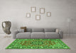 Machine Washable Persian Green Traditional Area Rugs in a Living Room,, wshtr2246grn