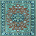 Square Machine Washable Persian Light Blue Traditional Rug, wshtr2246lblu