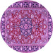 Round Machine Washable Persian Purple Traditional Area Rugs, wshtr2246pur