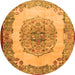 Machine Washable Medallion Orange Traditional Area Rugs, wshtr2247org