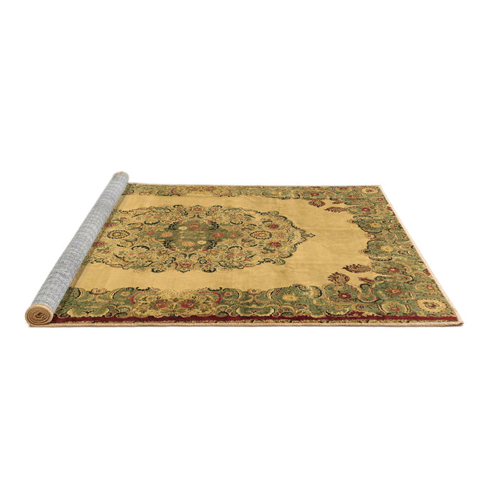Sideview of Machine Washable Medallion Brown Traditional Rug, wshtr2247brn