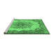 Sideview of Machine Washable Medallion Emerald Green Traditional Area Rugs, wshtr2247emgrn