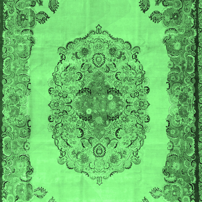 Machine Washable Medallion Emerald Green Traditional Area Rugs, wshtr2247emgrn