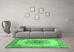 Machine Washable Medallion Emerald Green Traditional Area Rugs in a Living Room,, wshtr2247emgrn