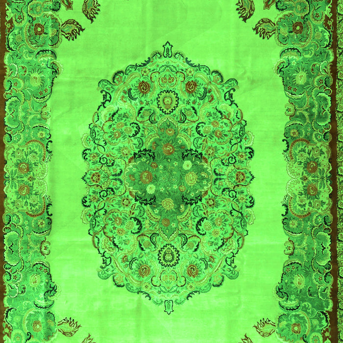 Serging Thickness of Machine Washable Medallion Green Traditional Area Rugs, wshtr2247grn