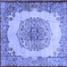 Square Machine Washable Medallion Blue Traditional Rug, wshtr2247blu
