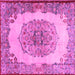 Square Machine Washable Medallion Pink Traditional Rug, wshtr2247pnk