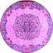 Round Machine Washable Medallion Purple Traditional Area Rugs, wshtr2247pur