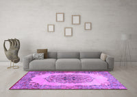 Machine Washable Medallion Purple Traditional Rug, wshtr2247pur