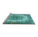 Sideview of Machine Washable Medallion Light Blue Traditional Rug, wshtr2247lblu