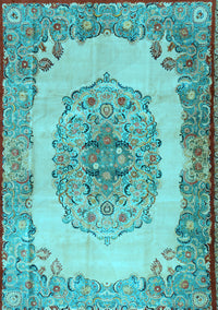 Medallion Light Blue Traditional Rug, tr2247lblu