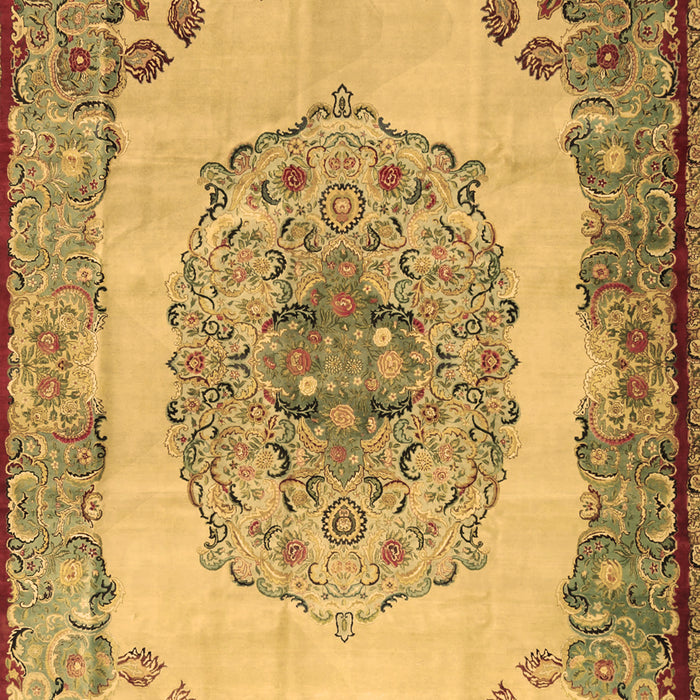 Machine Washable Medallion Brown Traditional Rug, wshtr2247brn