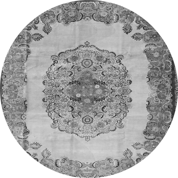 Machine Washable Medallion Gray Traditional Rug, wshtr2247gry