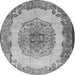 Machine Washable Medallion Gray Traditional Rug, wshtr2247gry