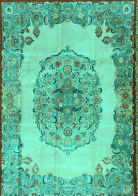 Medallion Turquoise Traditional Rug, tr2247turq