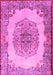 Machine Washable Medallion Pink Traditional Rug, wshtr2247pnk