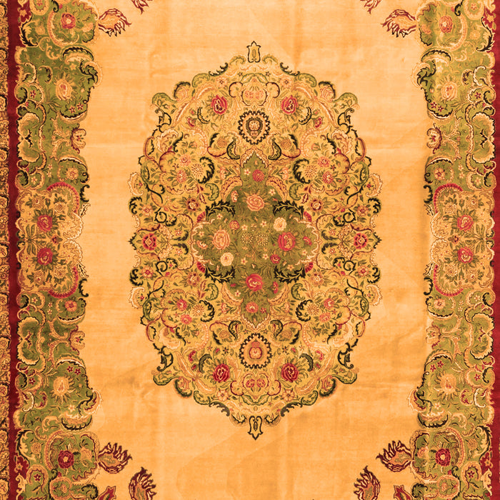 Serging Thickness of Machine Washable Medallion Orange Traditional Area Rugs, wshtr2247org