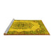 Sideview of Machine Washable Medallion Yellow Traditional Rug, wshtr2247yw