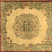 Square Machine Washable Medallion Brown Traditional Rug, wshtr2247brn