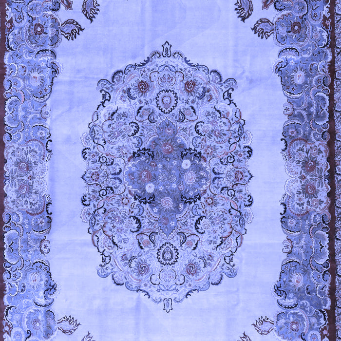 Machine Washable Medallion Blue Traditional Rug, wshtr2247blu