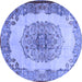 Round Machine Washable Medallion Blue Traditional Rug, wshtr2247blu