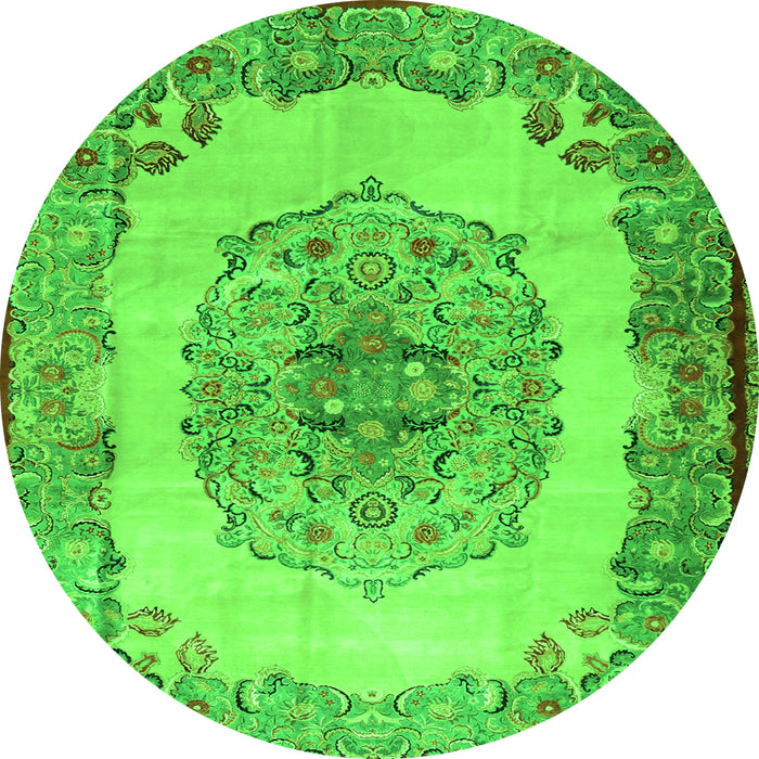 Machine Washable Medallion Green Traditional Area Rugs, wshtr2247grn