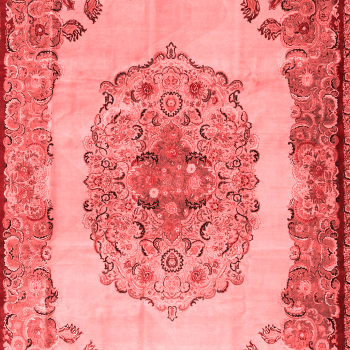 Machine Washable Medallion Red Traditional Rug, wshtr2247red