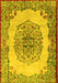 Machine Washable Medallion Yellow Traditional Rug, wshtr2247yw