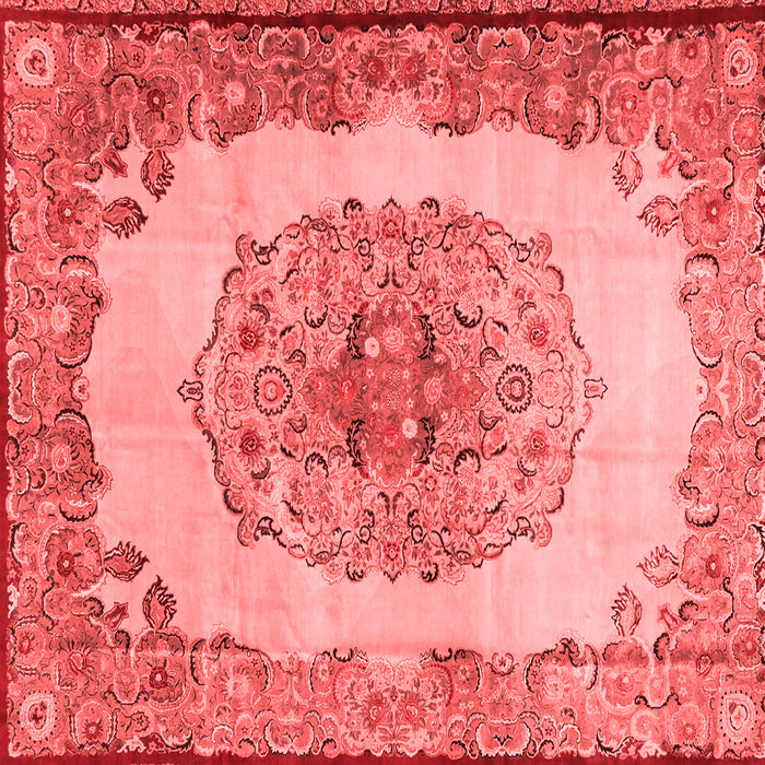 Machine Washable Medallion Red Traditional Rug, wshtr2247red