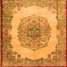 Round Machine Washable Medallion Orange Traditional Area Rugs, wshtr2247org