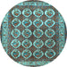 Round Machine Washable Persian Light Blue Traditional Rug, wshtr2248lblu