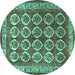 Round Machine Washable Persian Turquoise Traditional Area Rugs, wshtr2248turq