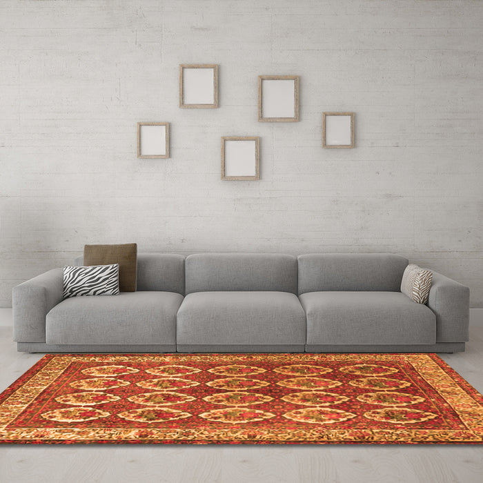 Machine Washable Persian Orange Traditional Area Rugs in a Living Room, wshtr2248org