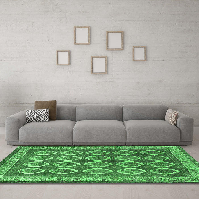 Machine Washable Persian Emerald Green Traditional Area Rugs in a Living Room,, wshtr2248emgrn