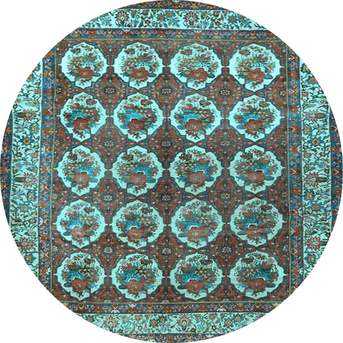 Round Persian Light Blue Traditional Rug, tr2248lblu