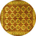 Round Persian Yellow Traditional Rug, tr2248yw