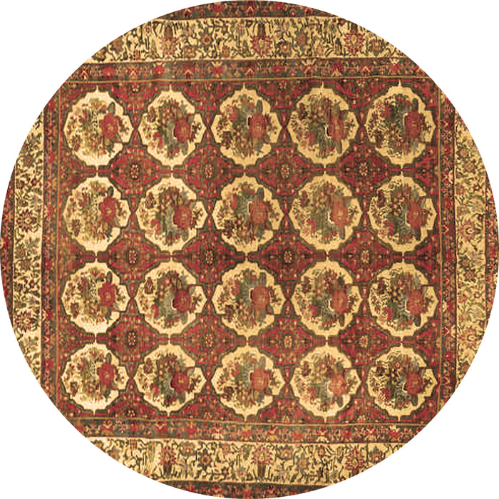 Round Persian Brown Traditional Rug, tr2248brn