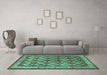 Machine Washable Persian Turquoise Traditional Area Rugs in a Living Room,, wshtr2248turq