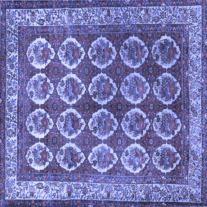 Square Machine Washable Persian Blue Traditional Rug, wshtr2248blu