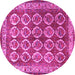 Round Machine Washable Persian Pink Traditional Rug, wshtr2248pnk