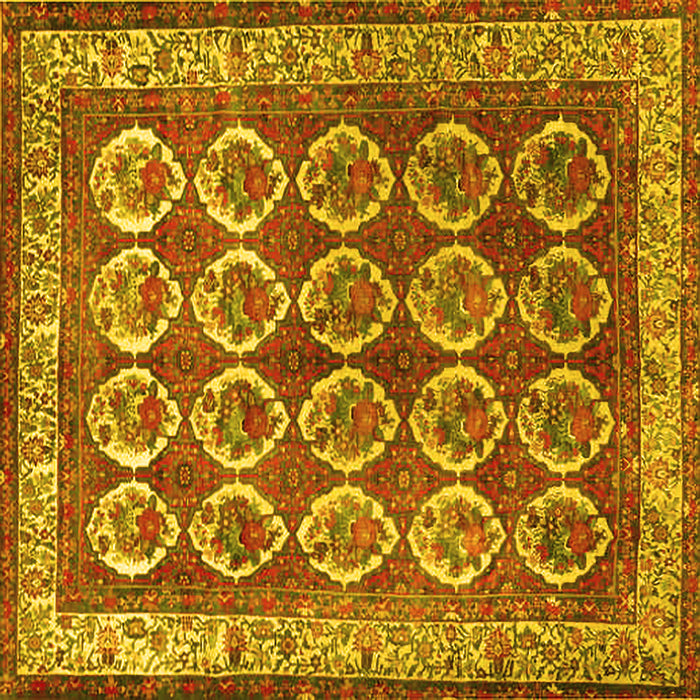 Square Machine Washable Persian Yellow Traditional Rug, wshtr2248yw