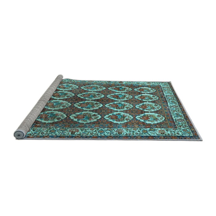 Sideview of Machine Washable Persian Light Blue Traditional Rug, wshtr2248lblu