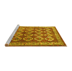 Sideview of Machine Washable Persian Yellow Traditional Rug, wshtr2248yw