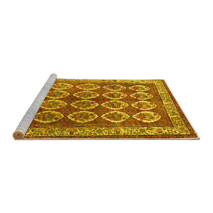 Sideview of Machine Washable Persian Yellow Traditional Rug, wshtr2248yw