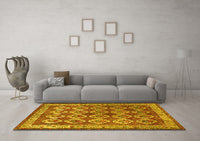 Machine Washable Persian Yellow Traditional Rug, wshtr2248yw