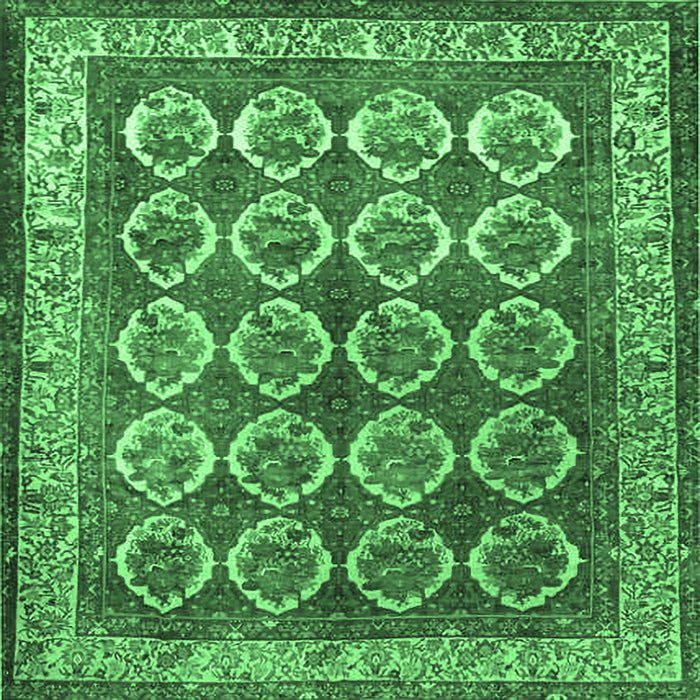 Square Persian Emerald Green Traditional Rug, tr2248emgrn