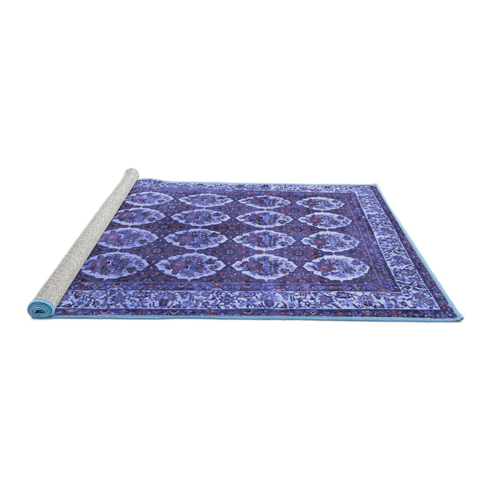 Sideview of Machine Washable Persian Blue Traditional Rug, wshtr2248blu