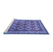 Sideview of Machine Washable Persian Blue Traditional Rug, wshtr2248blu