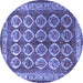 Round Machine Washable Persian Blue Traditional Rug, wshtr2248blu