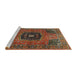 Sideview of Machine Washable Traditional Brown Rug, wshtr2249